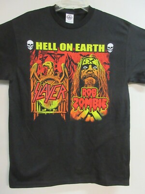 SLAYER & ROB ZOMBIE OFFICIAL MERCH HELL ON EARTH 2011 CONCERT MUSIC SHIRT LARGE