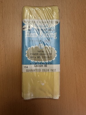 1969 *Sealed* Hem Facing Wrights 3 Yards (CANARY 86) Flexicloth Cotton 80x80 Vtg