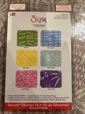 Sizzix Texturz Starter Kit  6 Texture Designs 654376-dashes, daisies, etc  NEW