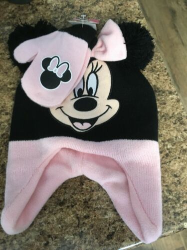 Disney Little Girl Minnie Mouse Hat and Glove Set Age 4-7 One Size Free Shipping