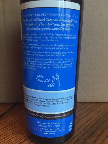 Dr. Woods Peppermint Castile Soap For All Skin Types 32 oz (946 ml) Gluten Free