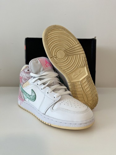 スニーカー Nike Air Jordan 1 Mid \"Paint Drip\" White DD1666-100 NIKE AIR JORDAN 1 MID SE GS PAINT DRIP DD1666-100 US 5.5Y | eBay