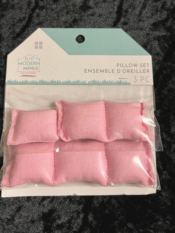 NEW DIY Modern Mini pillow set pink dollhouse miniatures