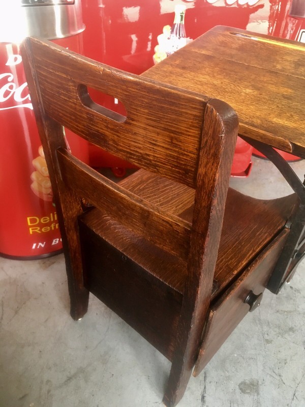 Vintage Antique Child Childrens Wooden School Desk Folding