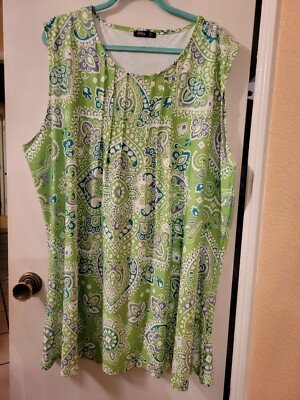 Lily By Firmiana Plus Womens Size 3XL Sleeveless Tunic Top Long Stretch Green