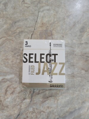 D'Addario Select Jazz Soprano Saxophone Reeds Filed Strength 3 Hard Box of 10