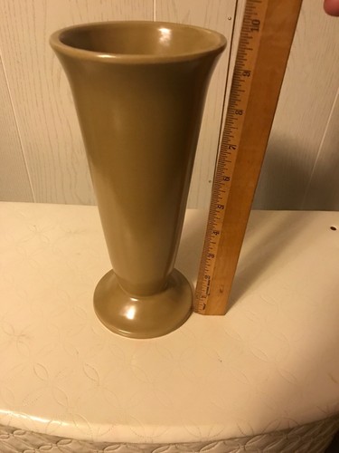 Vintage Hull U S A 9 1/2” Tan/Gold Vase F 50