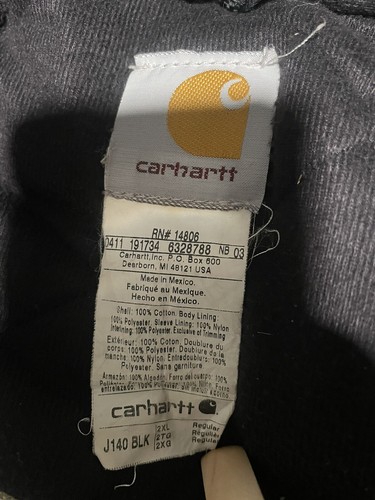 VINTAGE CARHARTT J130 MDT BLACK COMPANY DUCK CANVAS HOODED JACKET