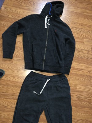 dark grey polo sweat suit