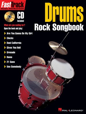 FastTrack Drums Rock Songbook Sheet Music 8 Songs Hal Leonard Book CD Pack