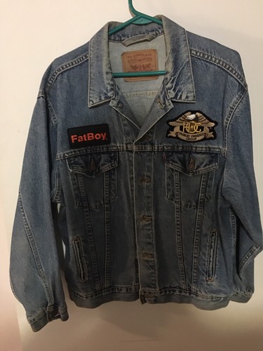 Men Harley Davidson Motorcycle Biker Logo Denim Blue Jean