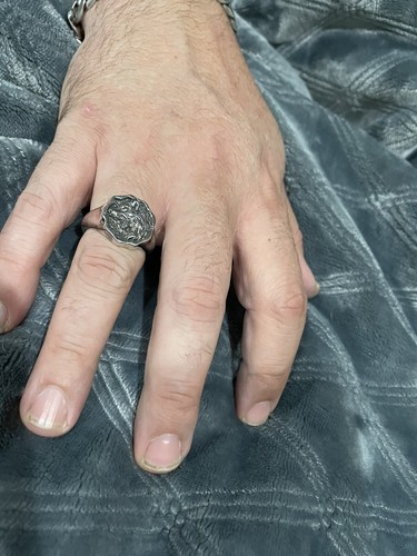 And Colours Lone Wolf Ring Size 13 Sterling Silver Biker Jewelry Mens