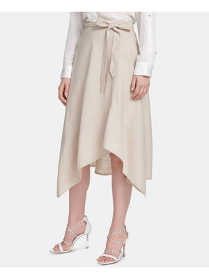 

DKNY Женская бежевая многослойная юбка ниже колена. Размер, Бежевый