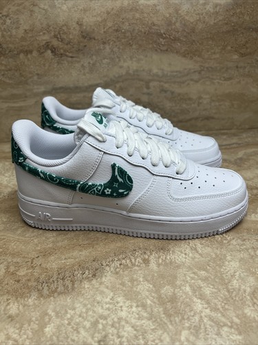 Pre-owned Nike Air Force 1 ‘07 Essential Green Paisley Women's In White