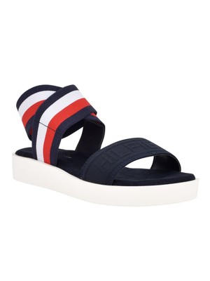 

TOMMY HILFIGER Женские синие сандалии без шнуровки на танкетке 1/2 дюйма на платформе Springi, Синий, TWSPRINGI