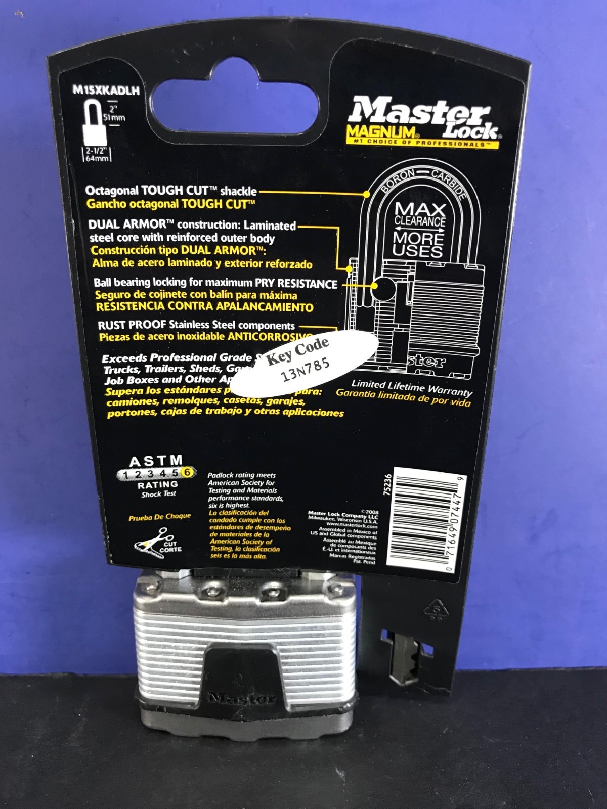 NEW - Master Lock 2-1/2 In. Wide Boron Shackle Magnum Keyed Padlock