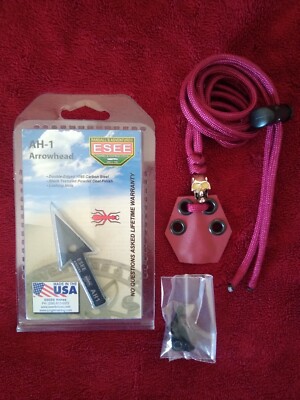 ESEE AH-1 ''CUSTOM'' BLACK SURVIVAL ARROWHEAD W/BLOOD RED KYDEX SHEATH, VERY NICE!