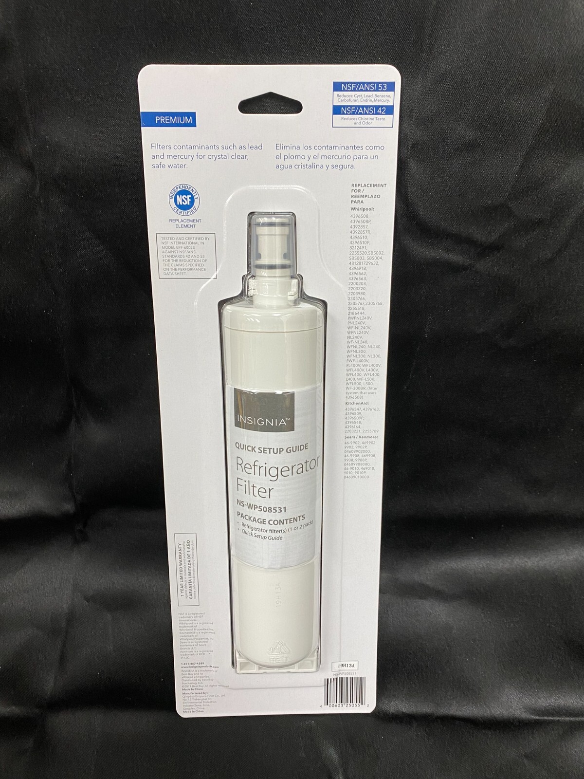 Insignia NS-WP508531 NSF 53 Water Filter Replacement for Whirlpool Fridge 4 Pack