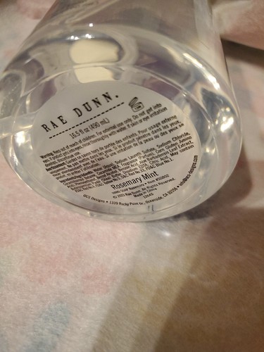 Rae Dunn “ROSEMARY MINT” Hand Soap 16oz REUSABLE purple Flower Design. New W Tag