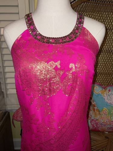 Pre-owned Lilly Pulitzer Franconia Maxi Dress Magenta Paisley Chiffon ? Size 2 ? In Purple