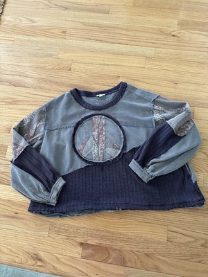 POL Clothing Peace Emblem French Terry Knit Long Sleeve Top 