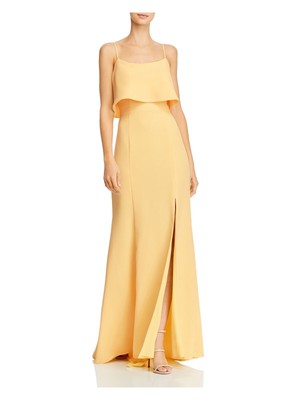 

AQUA FORMAL Женское желтое вечернее платье на тонких бретельках с желтой подкладкой, Желтый