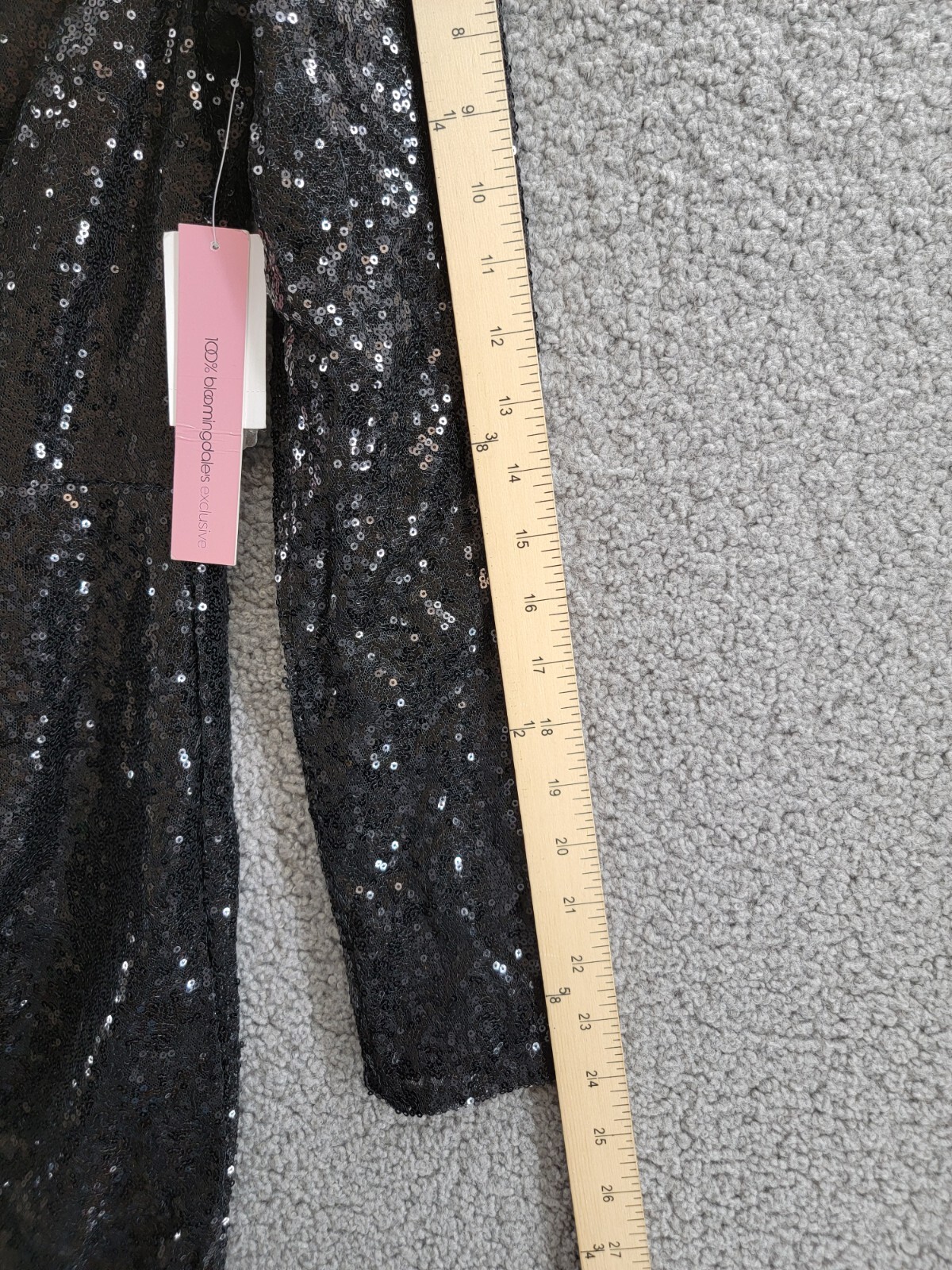 AQUA One Sleeve Sequin Gown Women's 6 Black Rosette Detail Back Zip Closure L/S - Picture 5 of 17