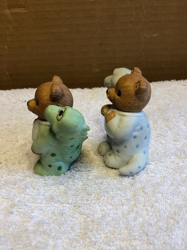 Homco Boy And Girl Bears In Dragon Pajamas Figurines