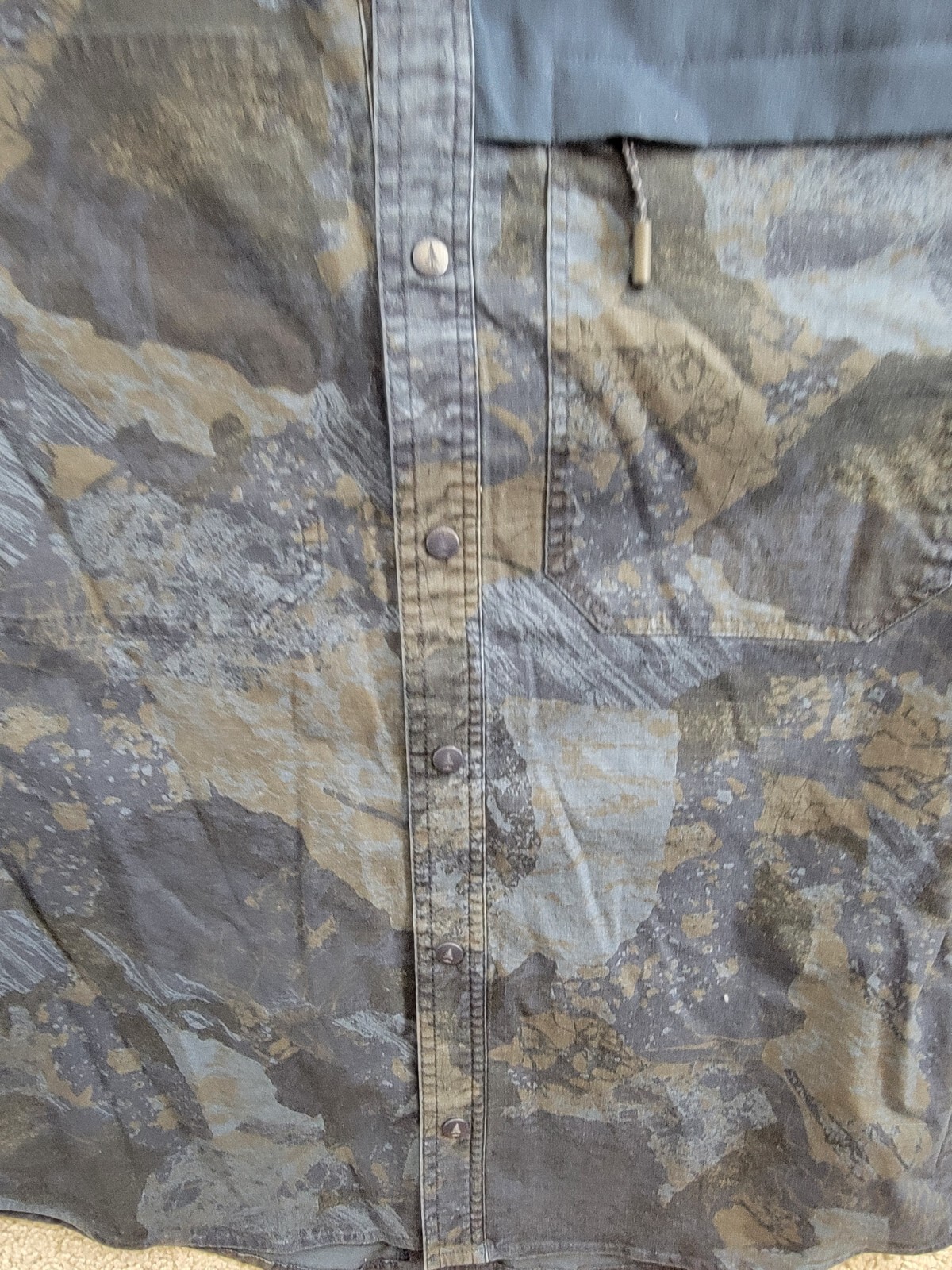 Bass Outdoor Ripstop Utility Shacket Men's S Navy Blazer Rock Camo Snap Closure - Picture 9 of 19