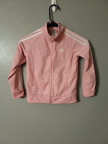 トップス adidas track jacket pink size L Adidas Track Jacket Pink Full Zip Yellow Stripes Athletic
