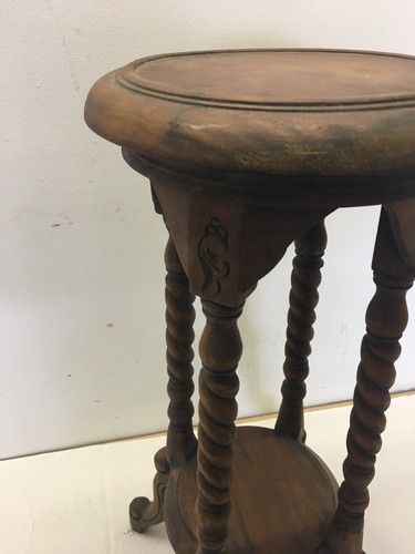 Victorian Carved Hand Made Mahogany WoodOpen Barley Twist Plant Stand Table