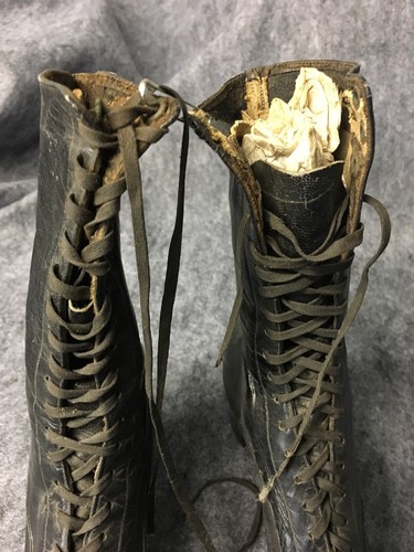 Custom tailored antique edwardian victorian lace up granny boots ext 9.5 x 2 5/8