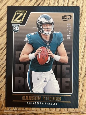 CARSON STRONG 2022 ZENITH RC #111 EAGLES 1st Down Gold /100  FAST FREE SHIPPING