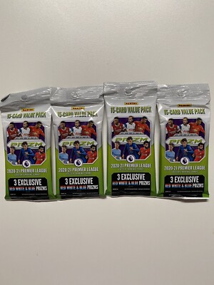  Prizm 2020-21 Premier League EPL Soccer Cello Value Fat Pack Sealed ~ Lot of 4