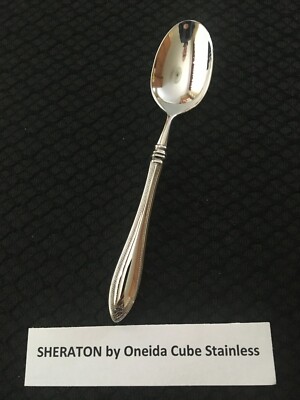 New! Original USA Production Sheraton by Oneida CUBE Stainless Soup Spoon No S&H