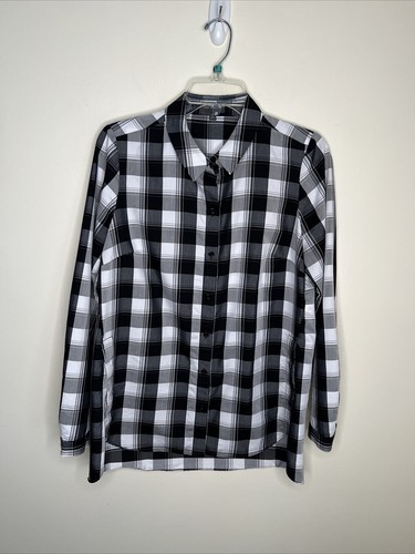 The Limited Women's M Blk/White Plaid Long Sleeve Button The Limited Women's M Blk/White Plaid Long Sleeve Button