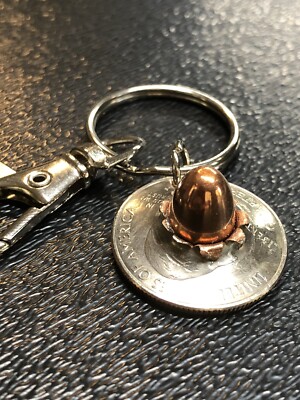 Wholesale Lot Of 12 Real 9mm Bullet Quarter Keychains - Key Chain Gifts