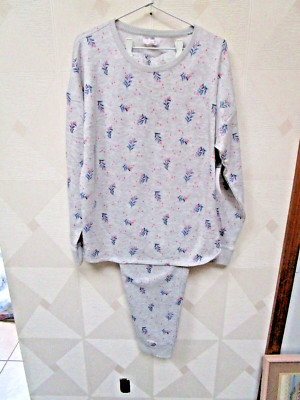 LAUREN CONRAD-GREY/MULTI-FLORAL-LONG SLEEVE-ROUND NECK PAJAMAS-SIZE-XL-NWT-$50
