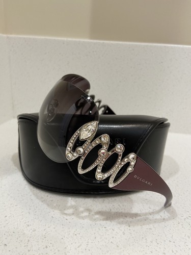 BVLGARI Burgundy Silver 6017-B Swarovski Crystals Shield