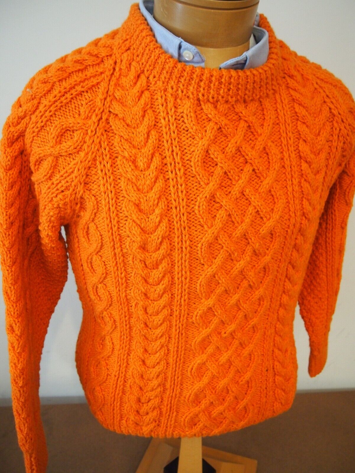Pre-owned Filson Wool Fisherman's Cableknit Sweater Xs $395 Orange