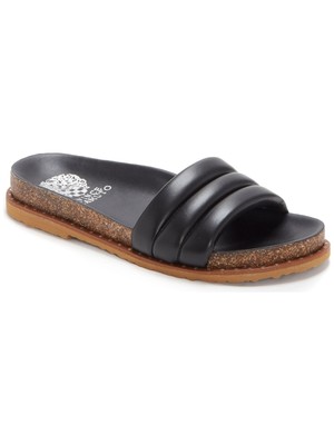 

VINCE CAMUTO Женские черные кожаные шлепанцы без шнуровки на платформе Kandler, Черный, VC-KANDLER