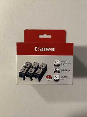 New Genuine Canon 3 Pack 220 PGI-220 PGBK Black Ink Sealed