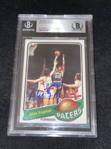 Alex English Signed 1979-80 Topps Rookie Card Beckett BAS Bucks Nuggets HOF. rookie card picture