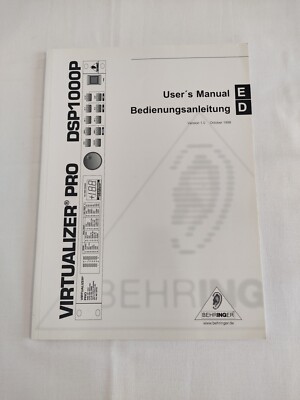  Behringer Virtualizer Pro DSP-1000P Original User's Manual