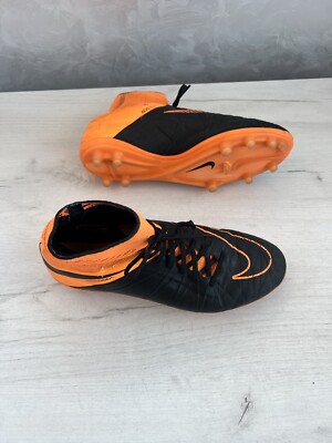 Nike Hypervenom Phantom 2 Elite FG Leather Black Orange Football Cleats Soccer 