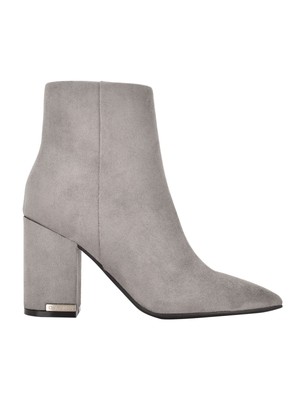 

CALVIN KLEIN Womens Grey Comfort Minna Ботинки на молнии с острым носком на блочном каблуке, Серый, KCMINNA3