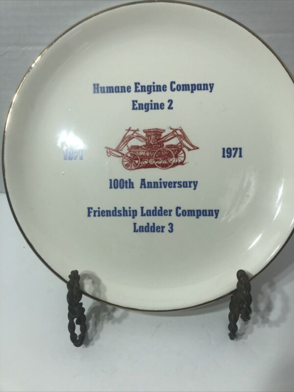 Humane Engine Company Eng. 2 100th Annv.  Fire Department Commemorative Plate
