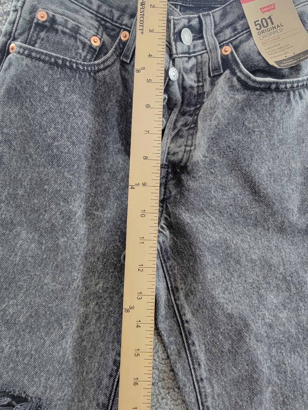 Levi's 501® Cropped Straight-Leg High Rise Jeans Women's 24 x 26 Sophisticated - Picture 8 of 16