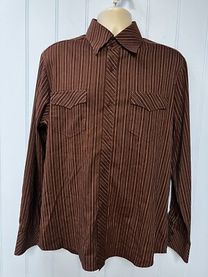 7 Diamonds Long Sleeve Button Down W/Chest Pockets Men s Striped Shirt Size L
