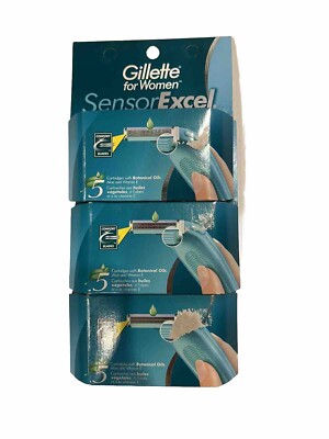 15 Gillette Sensor Excel Razor Blades Women Refills Cartridges Shaver 15 Total
